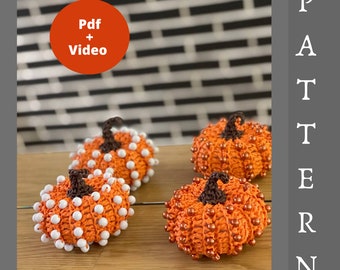 Crochet Pumpkin Pattern: Beaded Halloween Decor (PDF Pattern + Video)