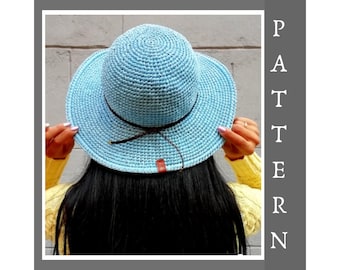 Patrón de sombrero de sol de rafia a crochet: estilo cloche para mujer, Panamá (patrón en PDF + vídeo)