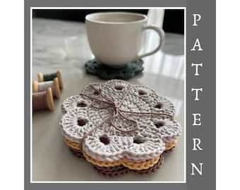 Crochet Coasters Easy Pattern Crochet flower coaster pattern Crochet Doilies Pattern Coaster PDF Pattern Instant Download + Video tutorial