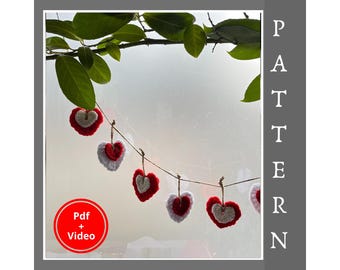 Crochet Happy Heart Garland Pattern | Valentine’s Day Decor | Heart Wall Hanging | PDF Pattern + Video Tutorial | DIY Home Decor