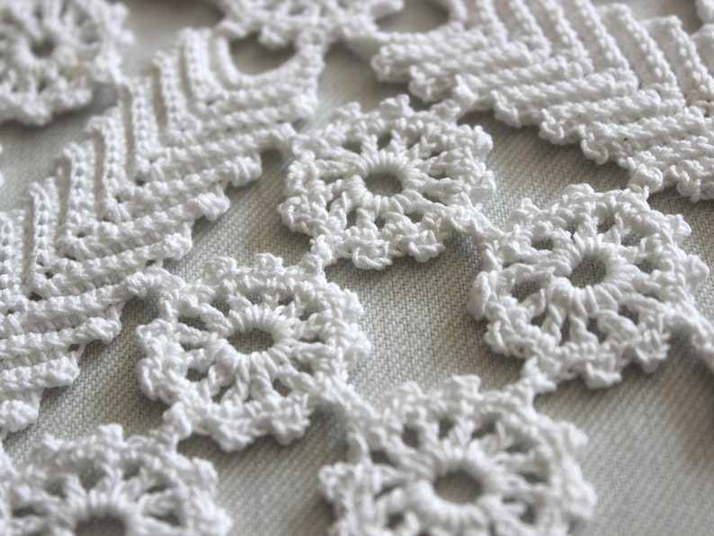 White crochet set table runner and four doilies image 3