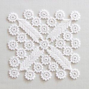 White crochet set table runner and four doilies image 2