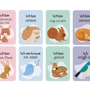 Cartes d'affirmation animaux de la forêt pour enfants / Fichier PDF à imprimer
