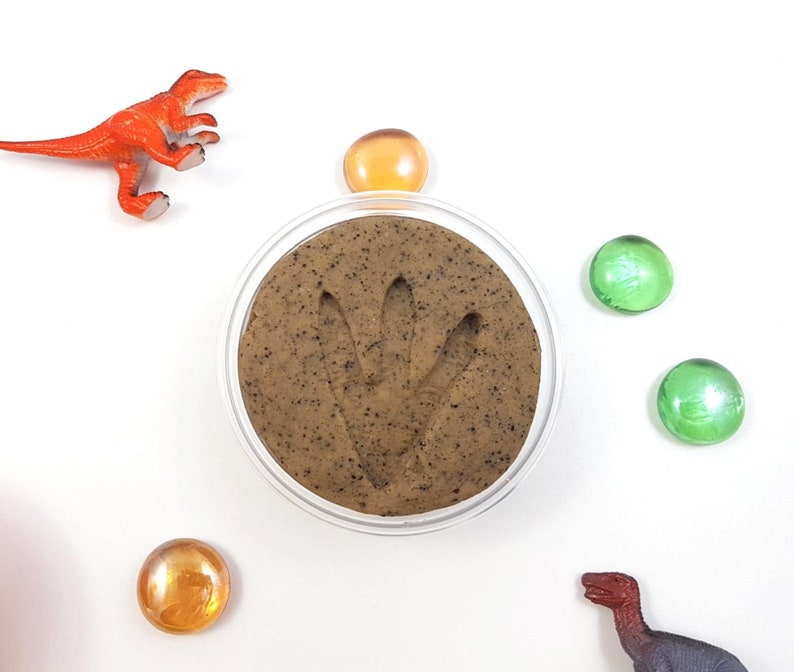 Set of 4 DINOSAURS Scented play dough Jurassic park dinosaur world sensory Montessori Waldorf party favour homemade gift pack party dkhkdin