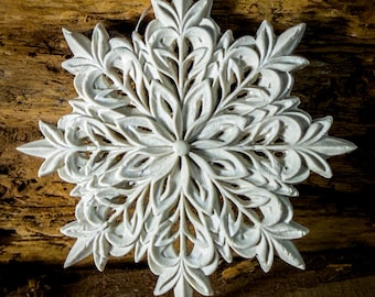 Porcelain Snowflake Ornament, Intricate Handmade Ceramic Christmas Decoration, Heirloom Winter Decor – Winter Lace
