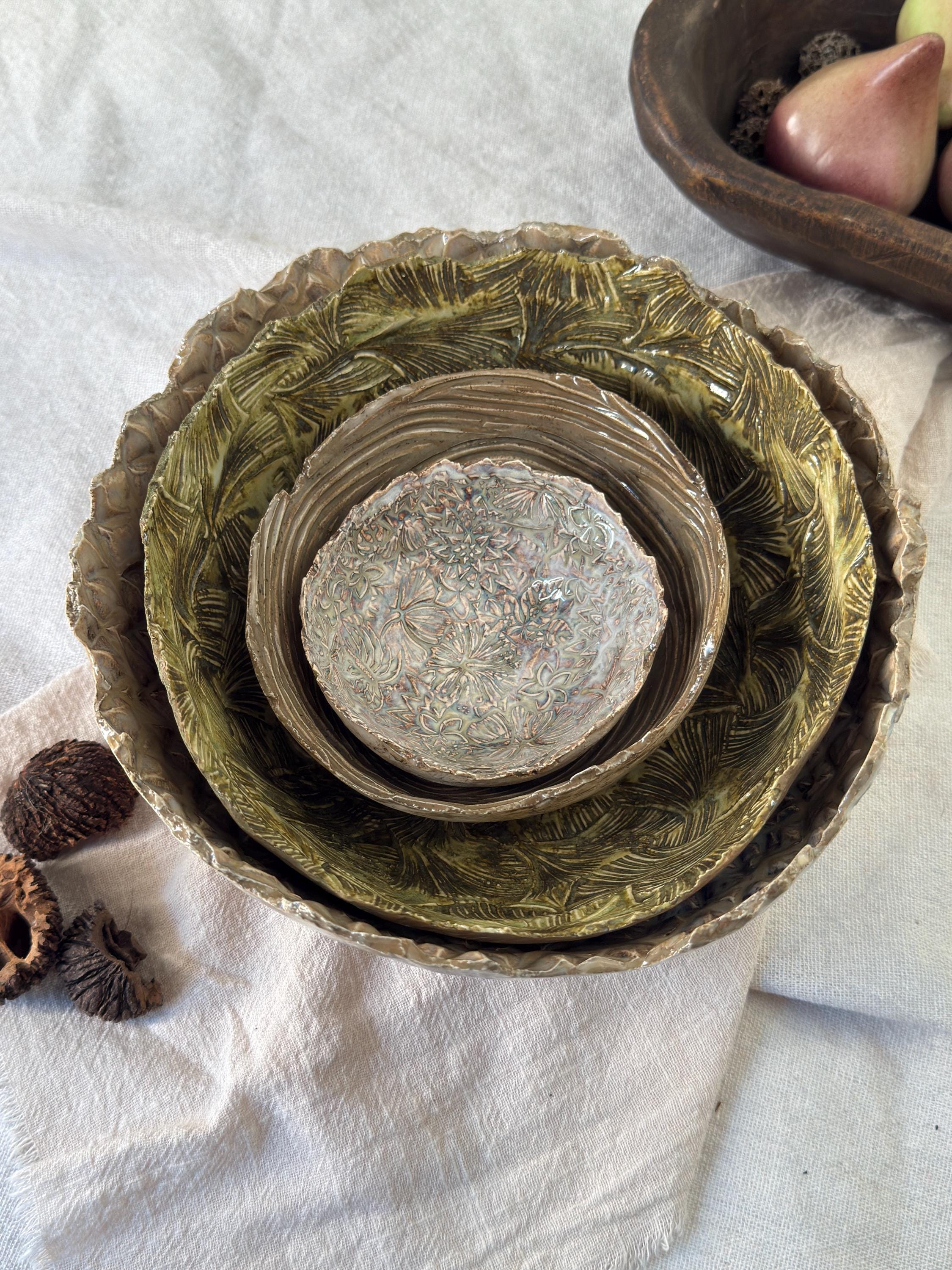 Rustic Nesting Bowl Set – Glaze & Texture Study (Set of 4) | Ceramic Bowls in Organic Earth Tones (Single or Full Set) | Unbound Collection