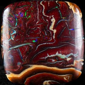 Australian Boulder Opal Pendant: 925 Silver, Natural Gemstone Jewelry (21mm x 21mm. 29.00cts)
