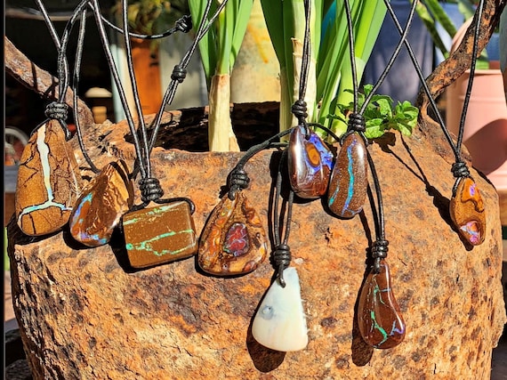 Opal leather necklace discount