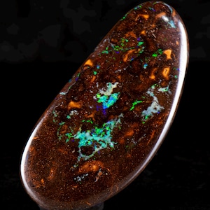 Australian Boulder Opal Pendant: 925 Silver, Natural Gemstone ( 48mm x 23mm. 94.5cts)
