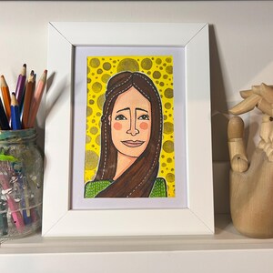 Caricature de la taille d'une carte postale peinte à la main à l'aquarelle stylisée portrait A6