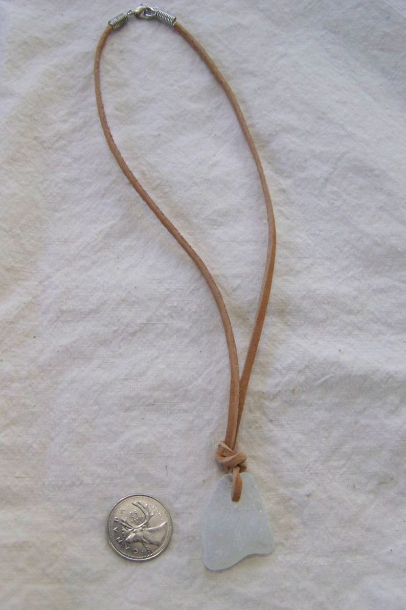 Heavy Frosty White Authentic Sea Glass Necklace