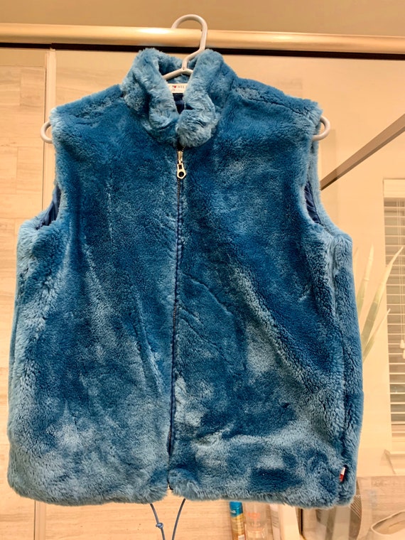 Vintage Tommy Hilfiger furry blue vest - image 1