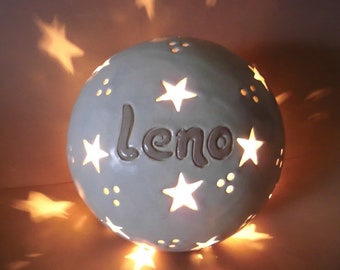 Namenslampe Sternenlampe Baby Nachtlicht besonderes zur Taufe Geburtslampe personalisierte Lampe mit Name Tonlampe Keramiklampe Sternenkind