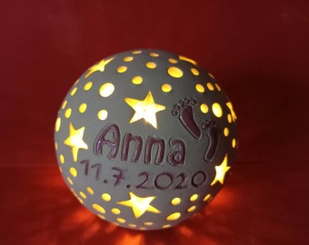 Mini name lamp beautiful reminder with name personal for birth clay ball with name starlight lantern ceramic ball light ball