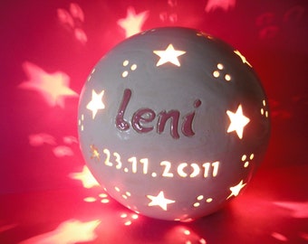 Name lamp personal for baptism birth lamp ball lamp with name personalized lamp with data for girls children's room lamp