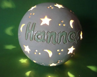 Name lamp personal gift for birth baptism star children lamp with name souvenir for miscarriage clay lamp ball lamp ceramic lamp