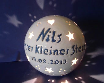 Namenslampe für Sternenkinder Andenken Fehlgeburt Lampe mit Wunschname Namenslampe unser kleiner Stern Geschenk für Sternenkind Gedenklicht