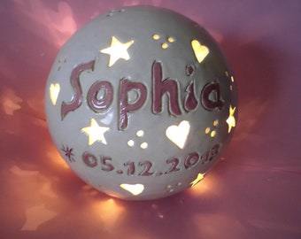 Name lamp Birth lamp for star child baptism Birth Memorial lamp personal for star child nursery lamp with name lamp with name