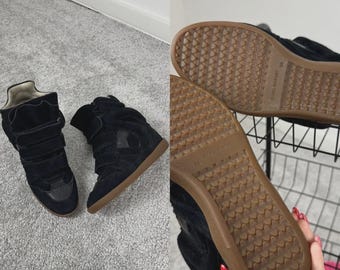 Isabel Marantz Bekett Sneakers Shoes Black Suede Wedge Black