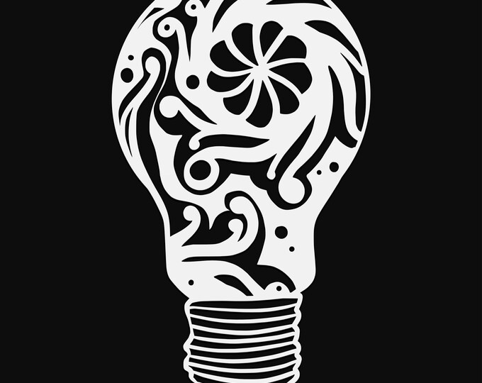 lightbulb mandala svg cut file, glowforge file, vinyl template, laser cut file, lifestyle svg, cuttable laser svg, clipart png