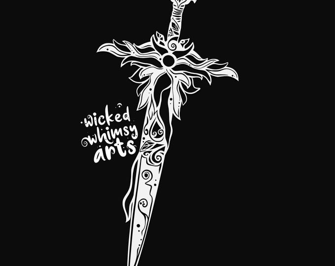 sword mandala svg cut file, glowforge file, vinyl template, fantasy laser cut file, dragon svg, cuttable magical svg, clipart png