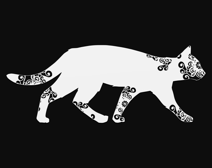 house cat mandala svg cut file, glowforge file, vinyl template, laser cut file, animals svg, cuttable animal svg, clipart png