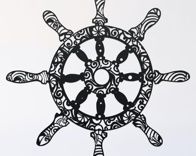 ship wheel mandala svg cut file, glowforge file, vinyl template, laser cut file, nautical svg, cuttable ship svg, clipart png