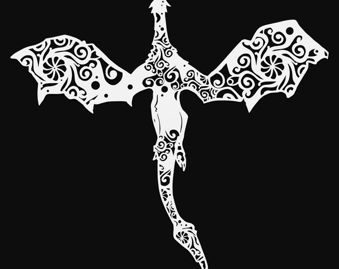 flying dragon mandala svg cut file, glowforge file, vinyl template, fantasy laser cut file, dragon svg, cuttable magical svg, clipart png