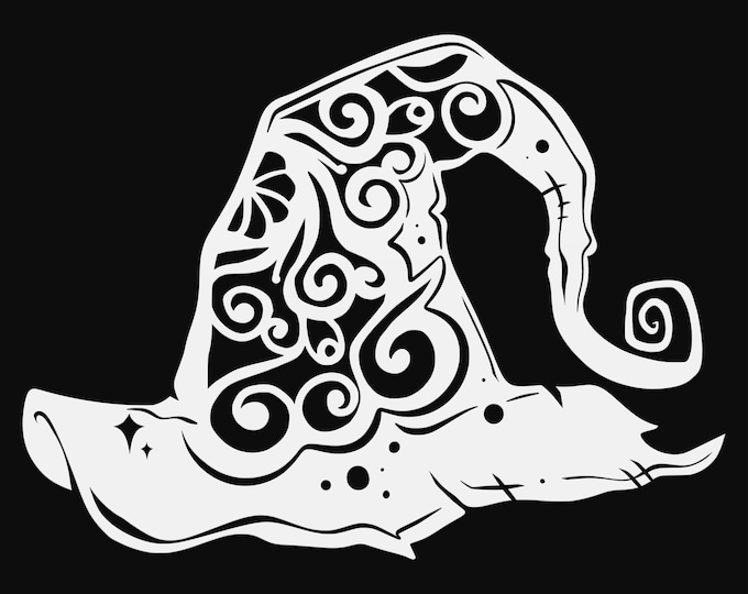 witch hat mandala svg cut file, glowforge file, vinyl template, laser cut file, pagan svg, cuttable wicca svg, clipart png