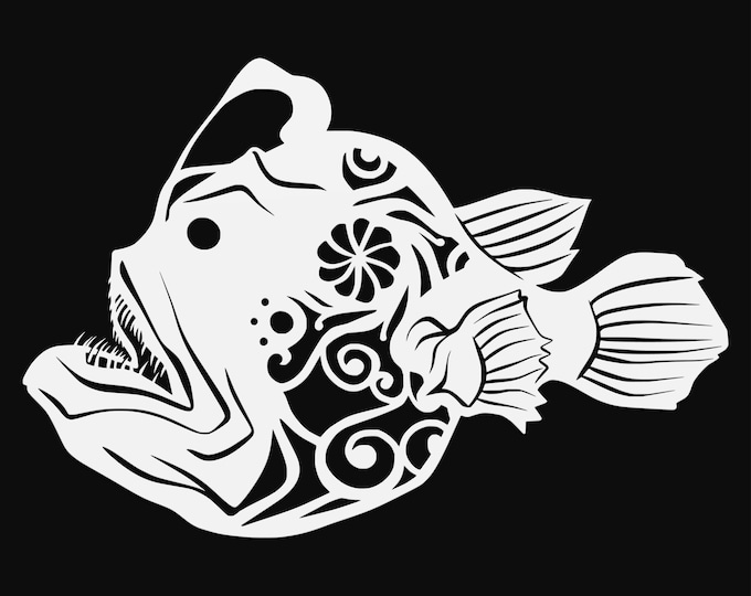 deep sea fish mandala svg cut file, glowforge file, vinyl template, laser cut file, animals svg, cuttable animal svg, clipart png