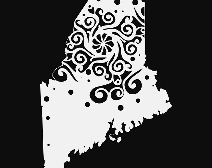 maine mandala svg, geography cut file, glowforge svg, united states vinyl template, laser cut file, cuttable map svg, ME clipart png