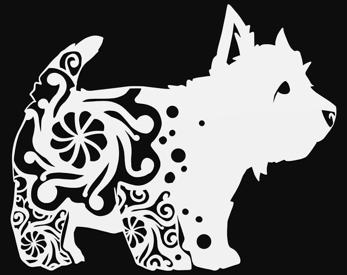 west highland terrier dog mandala svg file, glowforge file, vinyl template, laser cut file, animal svg, cuttable animal svg, clipart png