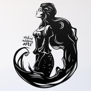 Fichier de coupe sirène svg, fichier glowforge, modèle vinyle fantaisie, fichier découpé au laser, sirène svg, svg sirène à découper, clipart png