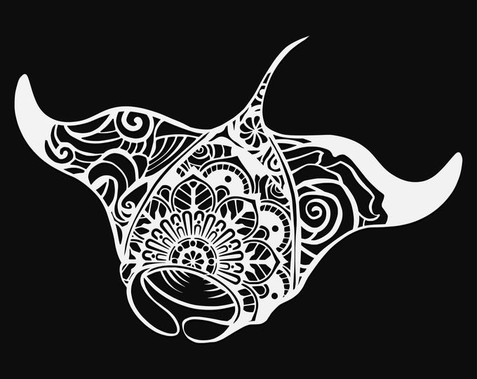 manta ray mandala svg cut file, glowforge file, vinyl template, laser cut file, animals svg, cuttable animal svg, clipart png