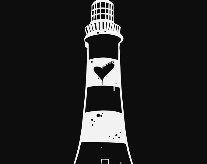 lighthouse with heart svg cut file, glowforge file, vinyl template, laser cut file, nautical svg, cuttable lighthouse svg, clipart png