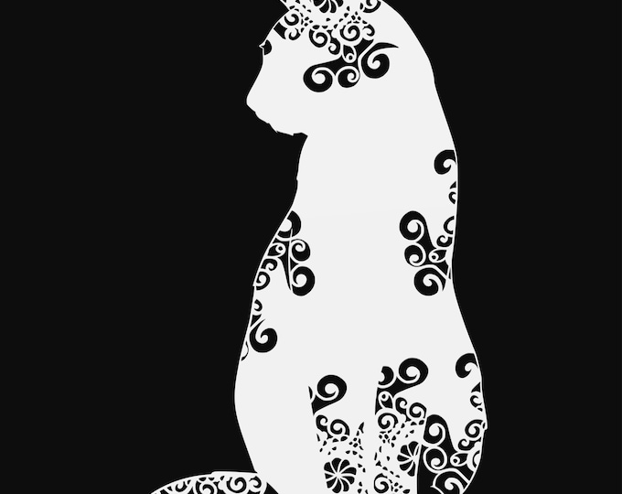 house cat mandala svg cut file, glowforge file, vinyl template, laser cut file, animals svg, cuttable animal svg, clipart png