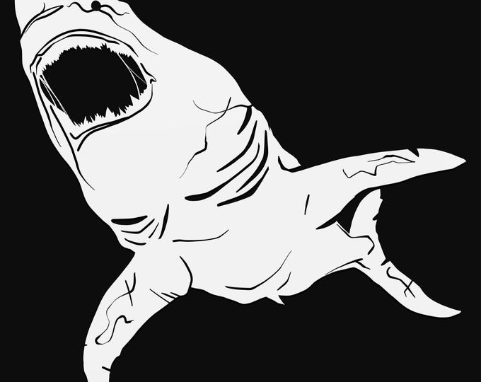 great white shark svg cut file, glowforge file, vinyl template, laser cut file, animals svg, cuttable animal svg, clipart png