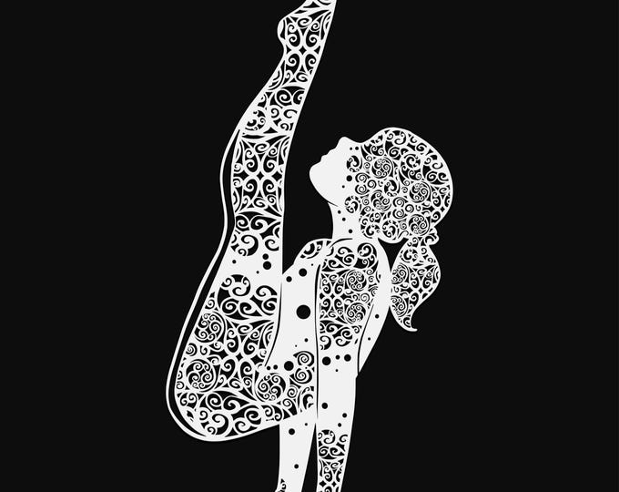 gymnast mandala svg cut file, glowforge file, vinyl template, laser cut file, lifestyle svg, cuttable laser svg, clipart png