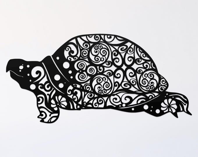 box turtle mandala svg cut file, reptile glowforge file, vinyl template, laser cut file, amphibian svg, cuttable animal svg, clipart png