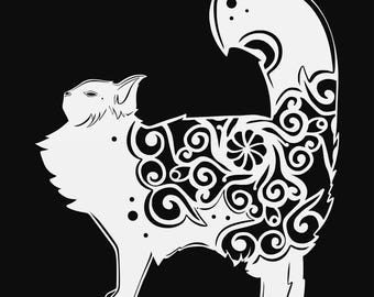 maine cat mandala svg cut file, glowforge file, vinyl template, laser cut file, animals svg, cuttable animal svg, clipart png