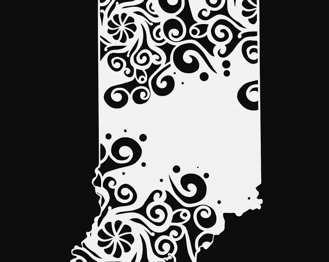 indiana mandala svg file, geography cut file, glowforge svg, united states vinyl template, laser cut file, cuttable map svg, IN clipart png