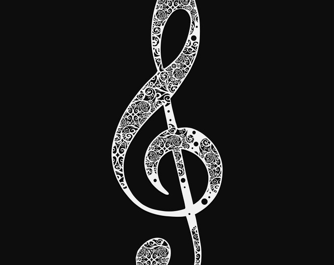 g-clef music note mandala svg cut file, glowforge file, vinyl template, laser cut file, lifestyle svg, cuttable laser svg, clipart png