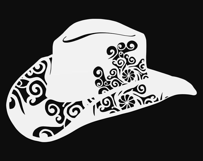 cowboy hat mandala svg cut file, glowforge file, vinyl template, laser cut file, lifestyle svg, cuttable laser svg, clipart png