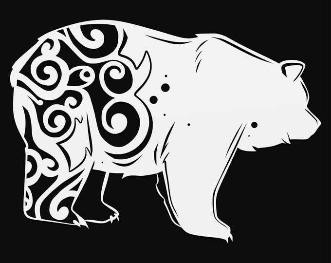 bear mandala svg cut file, glowforge file, vinyl template, laser cut file, zoo animal svg, cuttable animal svg, clipart png