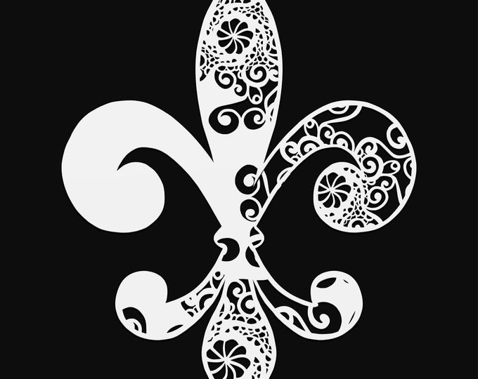 fleur de lis mandala svg cut file, glowforge file, vinyl template, laser cut file, seasonal svg, cuttable holiday svg, clipart png