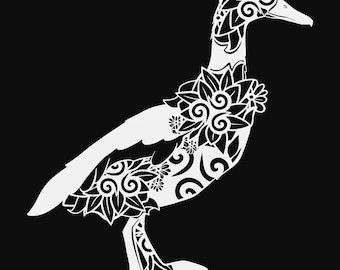 duck mandala svg cut file, glowforge file, vinyl template, laser cut file, bird svg, cuttable animal svg, clipart png