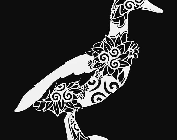 duck mandala svg cut file, glowforge file, vinyl template, laser cut file, bird svg, cuttable animal svg, clipart png