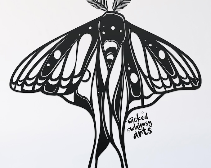 moon moth svg cut file, glowforge file, vinyl template, laser cut file, celestial svg, cuttable pagan svg, clipart png