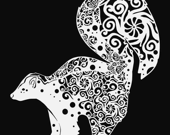 skunk mandala svg cut file, glowforge file, vinyl template, laser cut file, animal svg, cuttable animal svg, clipart png