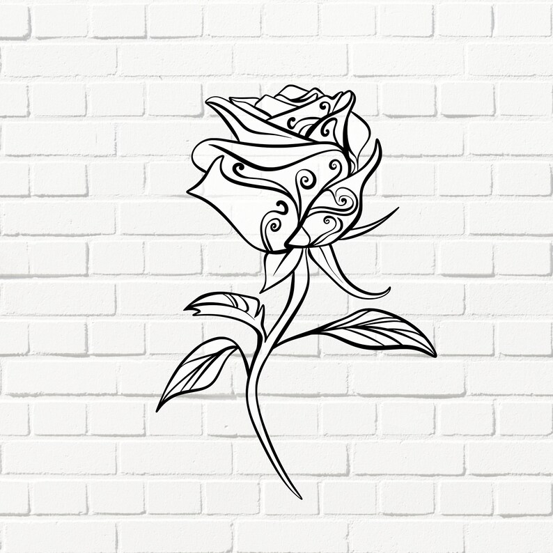 Rose Mandala Svg Flower Line Drawing Svg Rose Outline Svg | Etsy